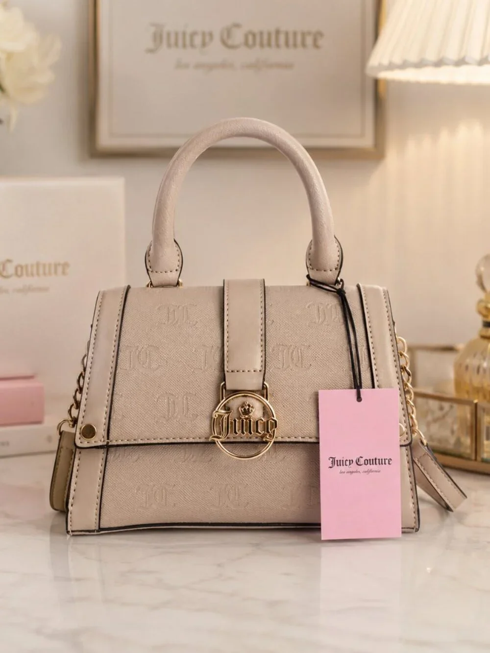 Juicy Couture Cafe Fancy Flap Tan Crossbody Bag NWT
